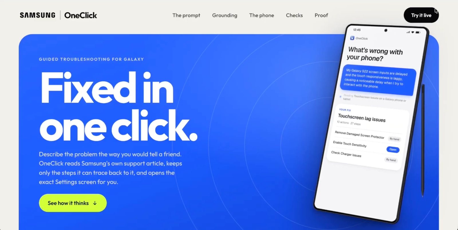 OneClick site hero: fixed in one click