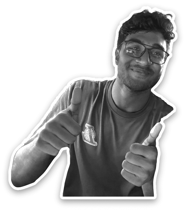 Nikhil giving two thumbs up